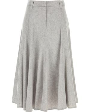 Brunello Cucinelli Light Gray Wool Skirt