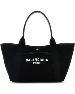 Balenciaga Black Canvas Medium Biarritz Shopping Bag
