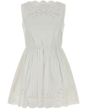 Self-Portrait White Poplin Mini Dress