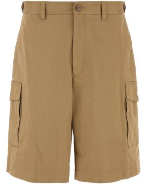 Moncler Cappuccino Stretch Cotton Bermuda Shorts - Natural