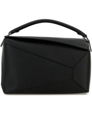 Loewe Borsa a mano Puzzle grande in pelle nera - Nero