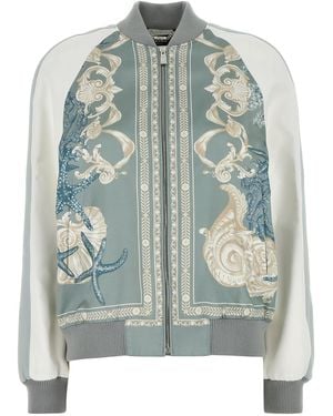 Versace Bomber Varsity in raso stampato - Blu