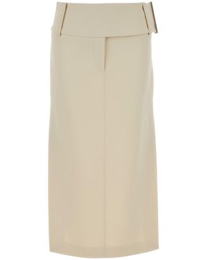Sportmax Ivory Stretch Viscose Fronda Skirt - White