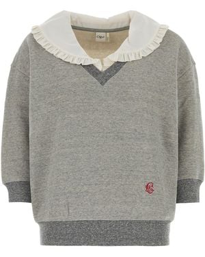 Chloé Gray Cotton Blend Top