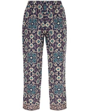 Pantamolle Printed Monfardì Linen Pant - Blue