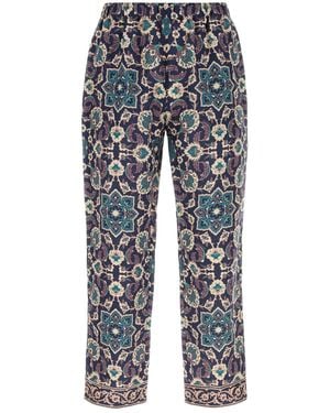Pantamolle Printed Monfardì Linen Pant - Blue