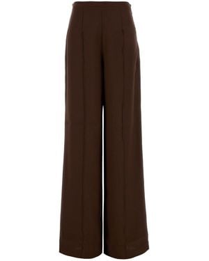 Taller Marmo Chocolate Crepe Wide-leg Marlene Pant - Brown