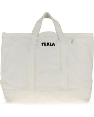 Tekla White Canvas Shopping Bag
