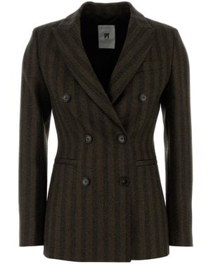 PT Torino Embroidered Stretch Wool Blazer - Black