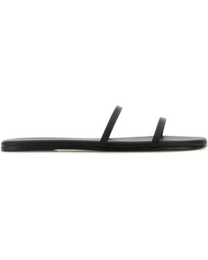 TKEES Black Leather Gemma Slippers