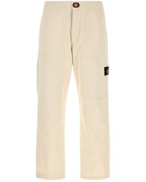 Stone Island Ivory Cotton Pant - Natural