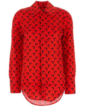 Marine Serre Camicia in raso stampato - Rosso