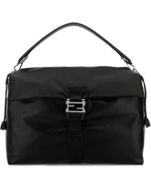 Fendi Borsa shopping Flux Maxi Messenger in pelle nera - Nero