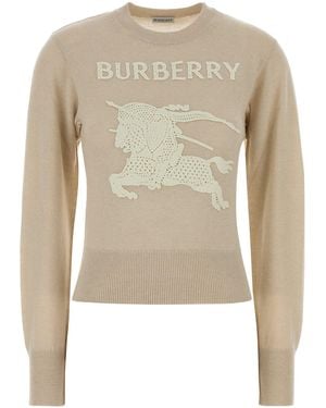Burberry Sand Wool Blend Jumper - Natural