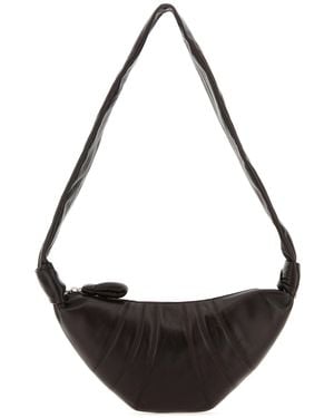Lemaire Dark Brown Nappa Leather Small Croissant Shoulder Bag - Black