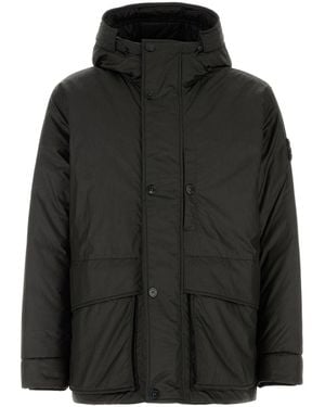 Stone Island Black Nylon And Polyester Parka