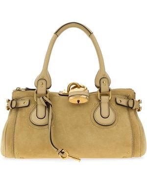 Chloé Mustard Suede Paddington Shopping Bag - Metallic