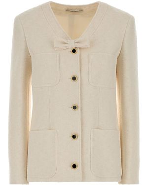 Alessandra Rich Ivory Boucle Blazer - Natural