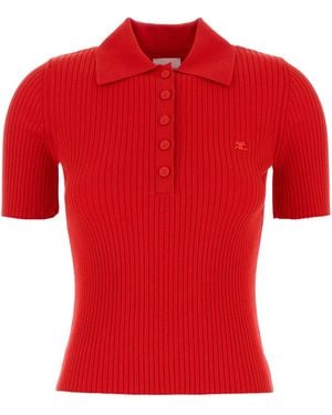 Courreges Viscosa Blend Polo Shirt - Red