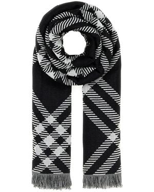 Burberry Sciarpa in misto lana ricamata - Nero