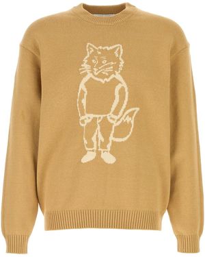 Maison Kitsuné Ochre Cotton Blend Jumper - Natural