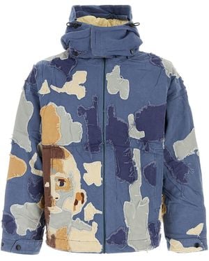 Kidsuper Patchwork Canvas Zip Up Jacket - Blue