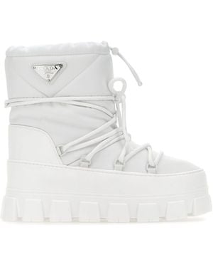 Prada Nylon Gabardine Après Ski Boots - White