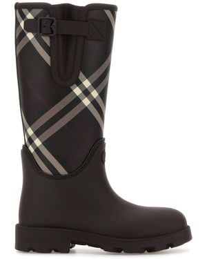 Burberry Printed Canvas Boots - Black