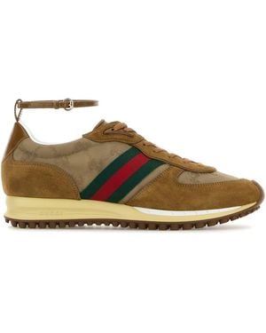 Gucci Sneakers Re-Motion cammello in tessuto GG e pelle scamosciata - Marrone