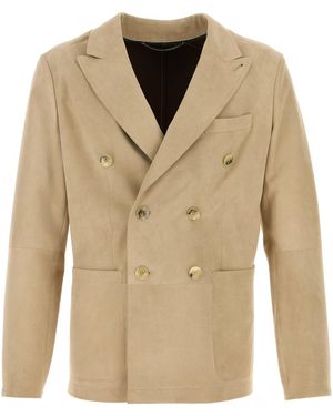 Canali Sand Suede Blazer - Natural