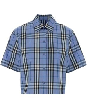 Burberry Embroidered Cotton Shirt - Blue