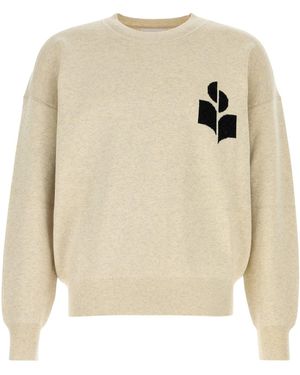 Isabel Marant Maglione Atley oversize in misto cotone stretch sabbia melange - Bianco
