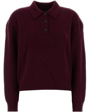 Anine Bing Burgundy Cashmere Lee Polo Shirt - Red