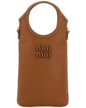 Miu Miu Porta cellulare in pelle caramello - Marrone