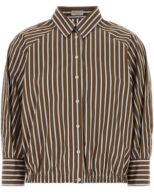 Brunello Cucinelli Embroidered Poplin Shirt - Black