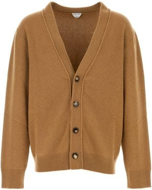 Bottega Veneta KNIT CARDIGAN CASH PETCH INTRECCIO - Marrone