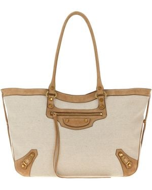 Balenciaga Sand Canvas Le City Shopping Bag - Natural