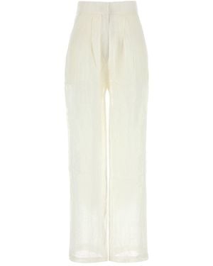LeKasha White Linen Sohag Wide-leg Pant