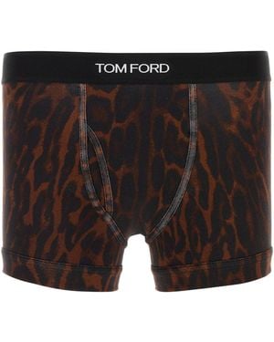 Tom Ford Printed Stretch Cotton Boxer - Black