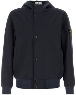 Stone Island Navy Blue Stretch Polyester Jacket