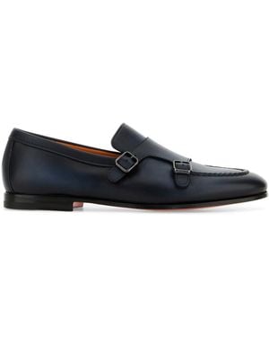 Santoni Scarpe con fibbia Dong in pelle blu notte