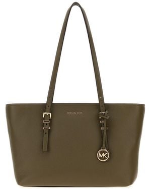 MICHAEL Michael Kors Olive Green Leather Medium Quinn Shopping Bag - Brown