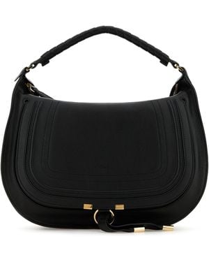 Chloé Black Leather Marcie Shoulder Bag