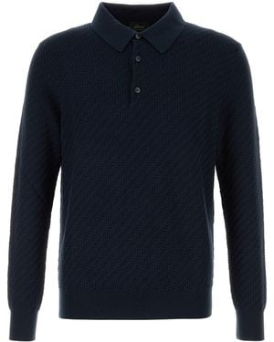 Brioni Midnight Blue Cotton Blend Polo Shirt