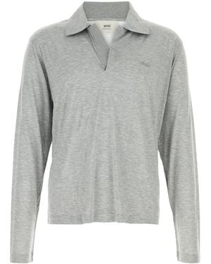 Ami Paris Polo in misto viscosa grigia - Grigio