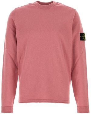 Stone Island Dark Pink Cotton Jumper