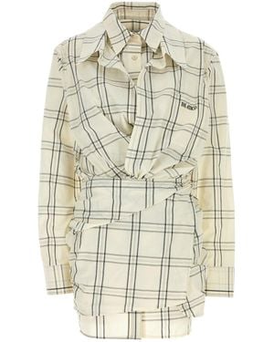 The Attico Embroidered Cotton Mini Shirt Dress - White