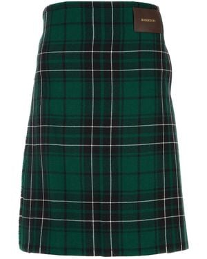 JW Anderson Embroidered Wool Skirt - Green