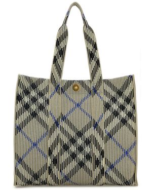 Burberry Embroidered Denim Shopping Bag in Black | Lyst