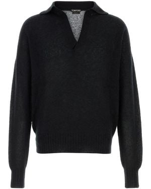 Tom Ford Black Cashmere Blend Polo Shirt